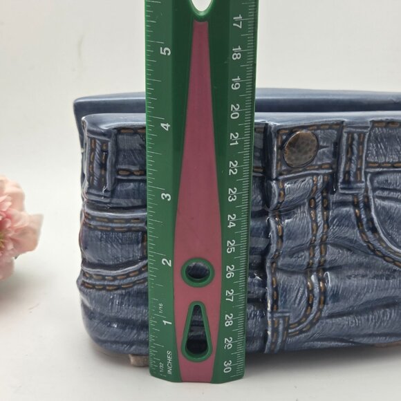 Vintage Ceramic Hand Painted Ceramic Blue Jeans Mail/Letter Holder - Picture 9 of 10